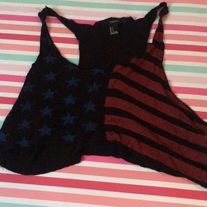 5/$25 Forever 21 USA American Flag Crop Top